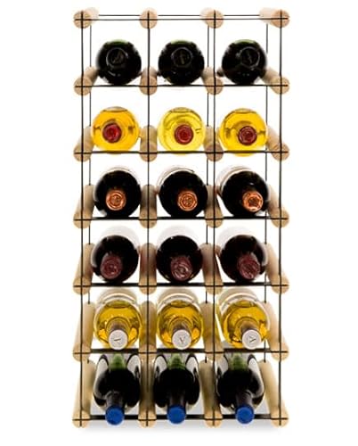 PROREGAL Modulares Weinregal VINOTECA MOD Metal | HxBxT 62,5x32,5x24,5cm | 3x6 Flaschen | Massives Kiefernholz | Natur | Weinhalter Weinständer Flaschenständer Flaschenregal Holzregal von PROREGAL