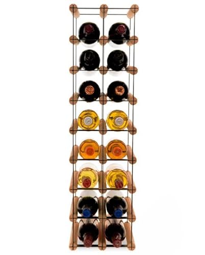 PROREGAL Modulares Weinregal VINOTECA MOD Metal | HxBxT 82,5x22,5x24,5cm | 2x8 Flaschen | Massives Kiefernholz | Braun geölt | Weinhalter Weinständer Flaschenständer Flaschenregal Holzregal von PROREGAL