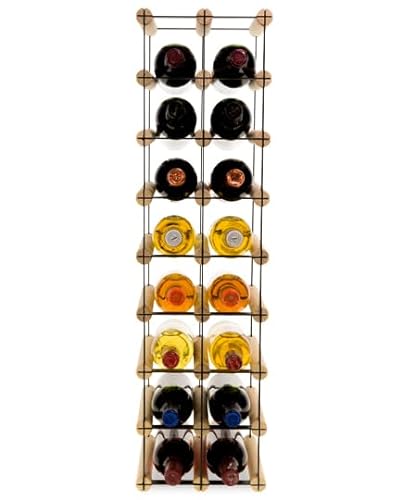 PROREGAL Modulares Weinregal VINOTECA MOD Metal | HxBxT 82,5x22,5x24,5cm | 2x8 Flaschen | Massives Kiefernholz | Natur | Weinhalter Weinständer Flaschenständer Flaschenregal Holzregal von PROREGAL