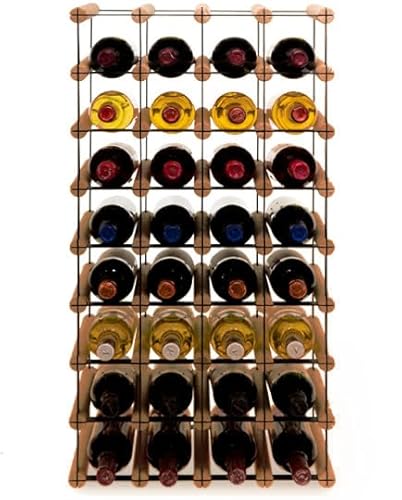 PROREGAL Modulares Weinregal VINOTECA MOD Metal | HxBxT 82,5x42,5x24,5cm | 4x8 Flaschen | Massives Kiefernholz | Braun geölt | Weinhalter Weinständer Flaschenständer Flaschenregal Holzregal von PROREGAL