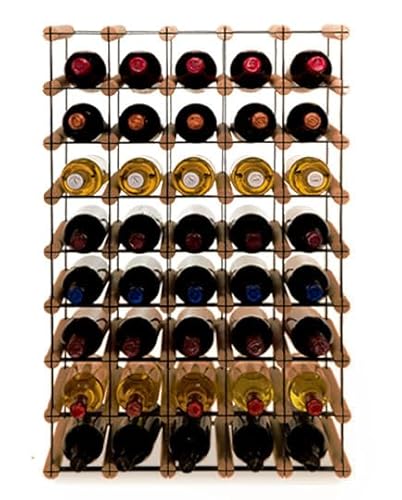 PROREGAL Modulares Weinregal VINOTECA MOD Metal | HxBxT 82,5x52,5x24,5cm | 5x8 Flaschen | Massives Kiefernholz | Braun geölt | Weinhalter Weinständer Flaschenständer Flaschenregal Holzregal von PROREGAL
