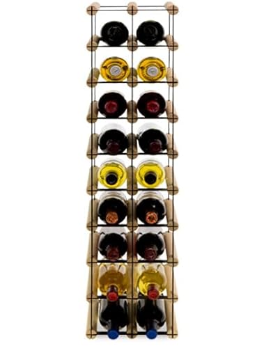 PROREGAL Modulares Weinregal VINOTECA MOD Metal | HxBxT 92,5x22,5x24,5cm | 2x9 Flaschen | Massives Kiefernholz | Natur | Weinhalter Weinständer Flaschenständer Flaschenregal Holzregal von PROREGAL