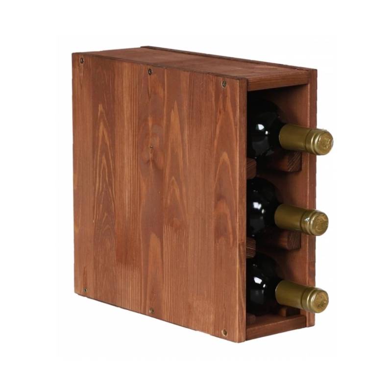 PROREGAL Modulares Weinregal Vincellar Mod HxBxT 30 x 12 x 30 cm Schmal Modul Für 3 Flaschen Massives Kiefernholz Braun Geölt von PROREGAL
