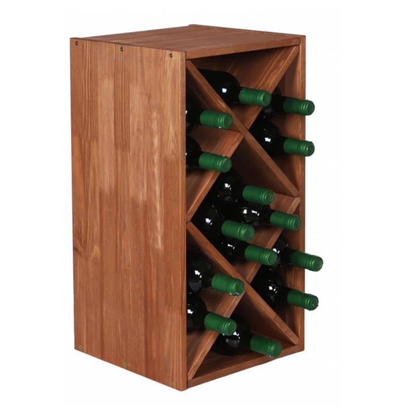 PROREGAL Modulares Weinregal Vincellar Mod HxBxT 30 x 60 x 30 cm Rauten Modul Für 14 Flaschen Massives Kiefernholz Braun Geölt von PROREGAL