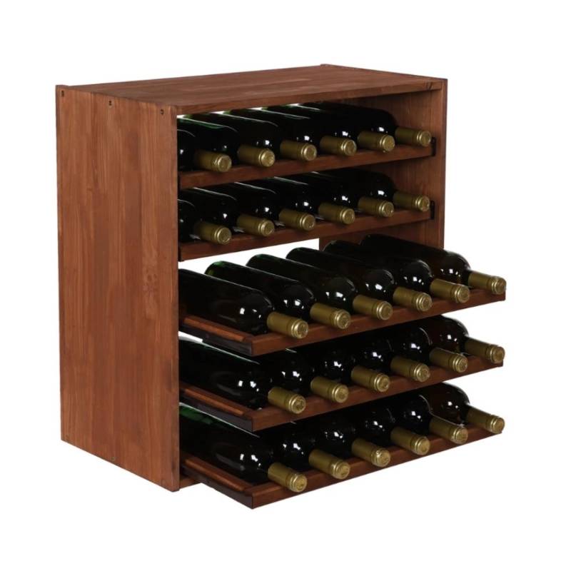 PROREGAL Modulares Weinregal Vincellar Mod HxBxT 60 x 60 x 30 cm Auszug Modul Für 30 Flaschen mit Ausziehbaren Ebenen Massives Kiefernholz Braun Geölt von PROREGAL