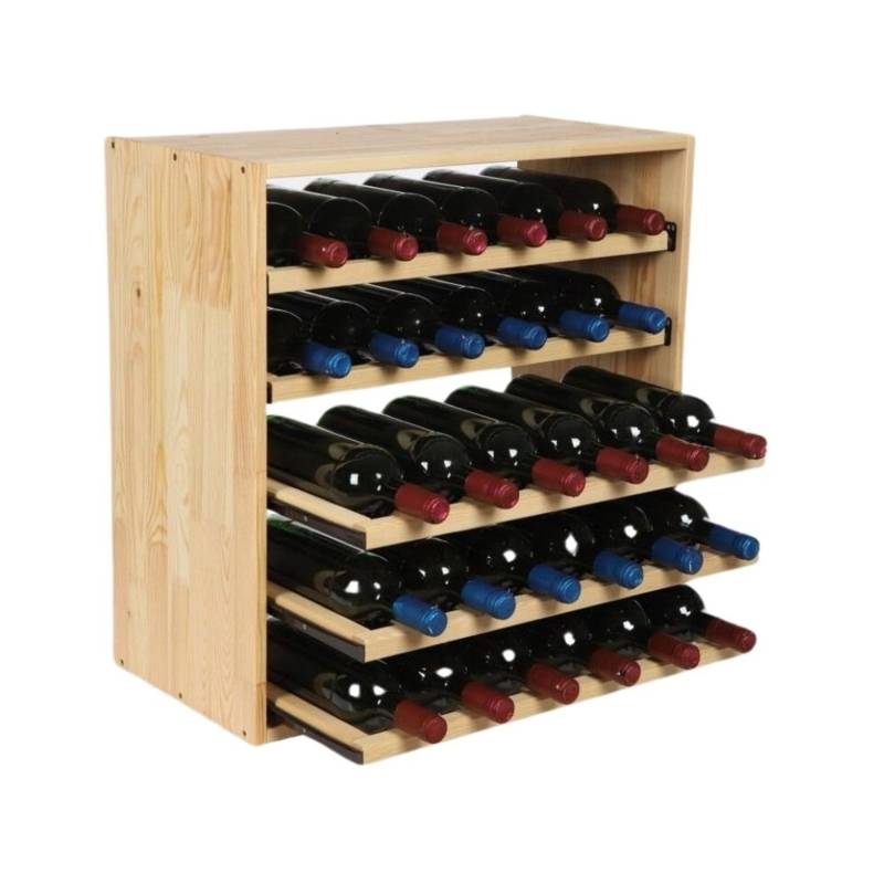 PROREGAL Modulares Weinregal Vincellar Mod HxBxT 60 x 60 x 30 cm Auszug Modul Für 30 Flaschen mit Ausziehbaren Ebenen Massives Kiefernholz Natur von PROREGAL