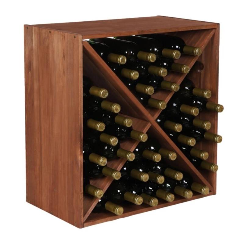 PROREGAL Modulares Weinregal Vincellar Mod HxBxT 60 x 60 x 30 cm Kreuz Modul Für 40 Flaschen Massives Kiefernholz Braun Geölt von PROREGAL