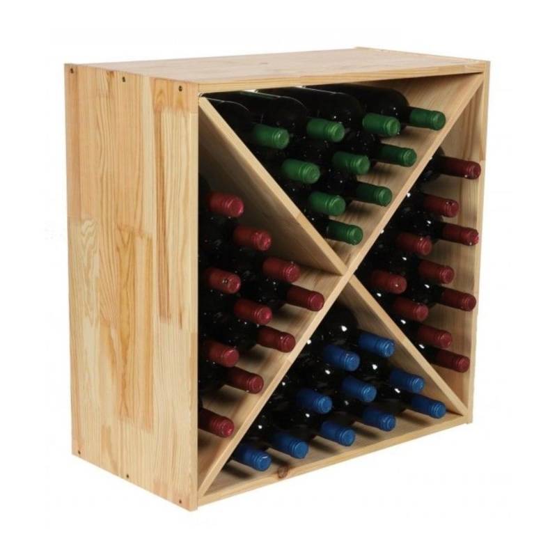 PROREGAL Modulares Weinregal Vincellar Mod HxBxT 60 x 60 x 30 cm Kreuz Modul Für 40 Flaschen Massives Kiefernholz Natur von PROREGAL