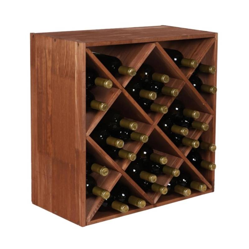 PROREGAL Modulares Weinregal Vincellar Mod HxBxT 60 x 60 x 30 cm Rauten Modul Für 30 Flaschen Massives Kiefernholz Braun Geölt von PROREGAL
