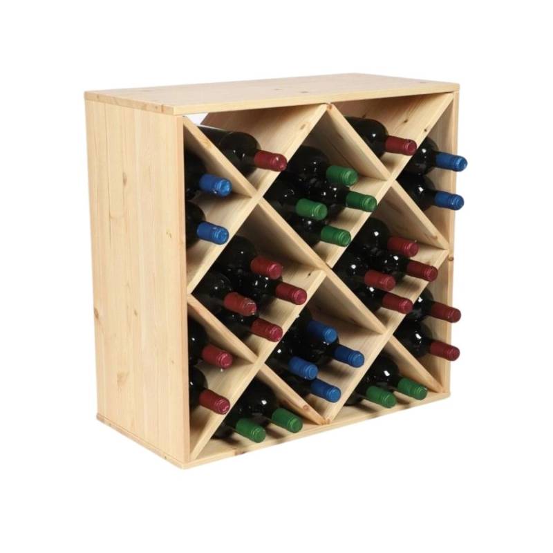 PROREGAL Modulares Weinregal Vincellar Mod HxBxT 60 x 60 x 30 cm Rauten Modul Für 30 FlaschenMassives Kiefernholz Natur von PROREGAL