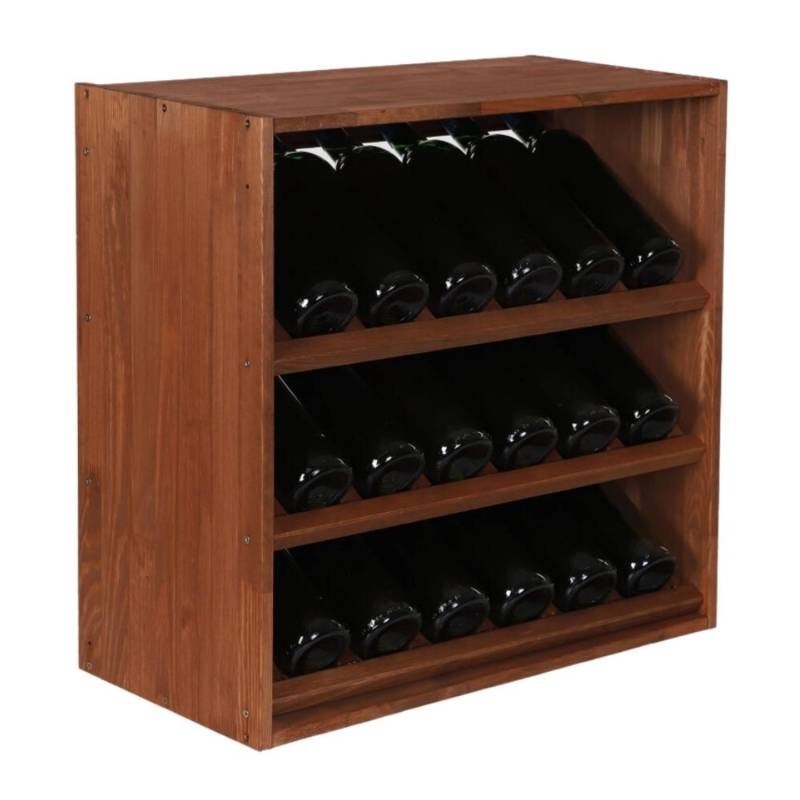 PROREGAL Modulares Weinregal Vincellar Mod HxBxT 60 x 60 x 30 cm Schräg Modul Für 18 Flaschen Massives Kiefernholz Braun Geölt von PROREGAL
