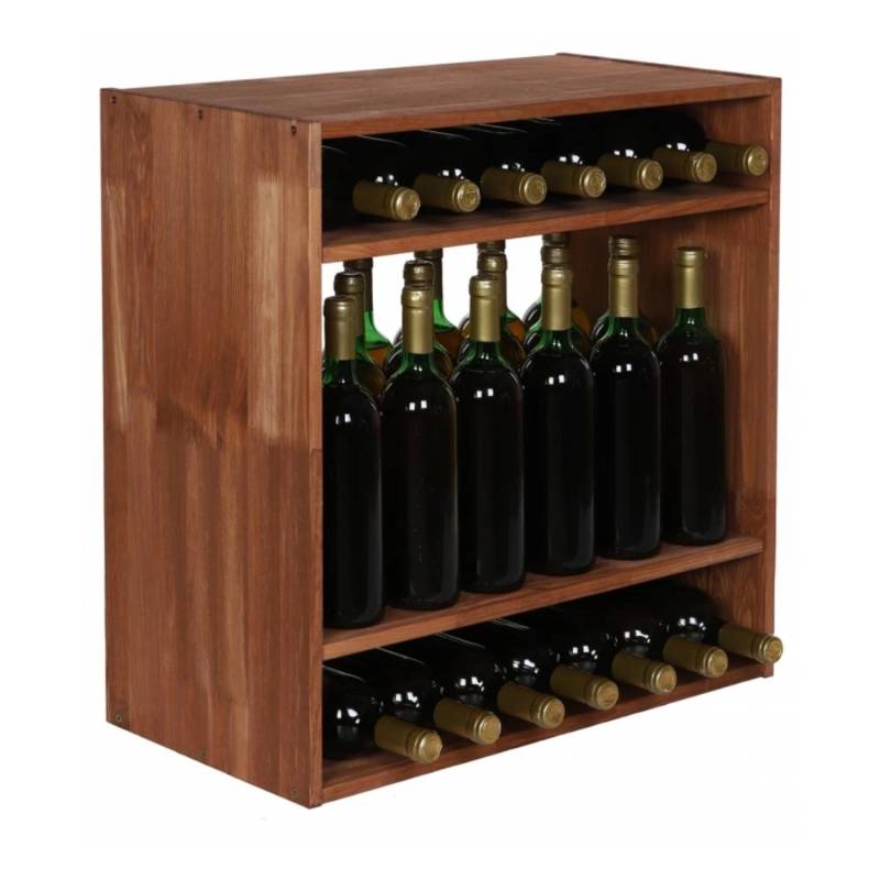 PROREGAL Modulares Weinregal Vincellar Mod HxBxT 60 x 60 x 30 cm Standflaschen Modul Für 32 Flaschen Massives Kiefernholz Braun Geölt von PROREGAL