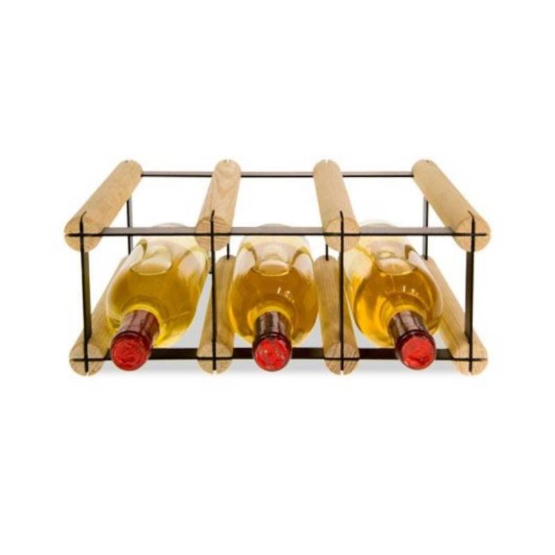 PROREGAL Modulares Weinregal Vinotega Mod Metal HxBxT 12,5 x 32,5 x 24,5 cm 3 x 1 Flaschen Massives Kiefernholz Natur von PROREGAL