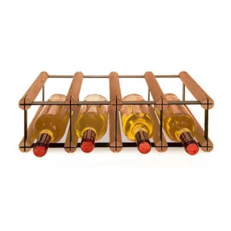 PROREGAL Modulares Weinregal Vinotega Mod Metal HxBxT 12,5 x 42,5 x 24,5 cm 4 x 1 Flaschen Massives Kiefernholz Braun Geölt von PROREGAL