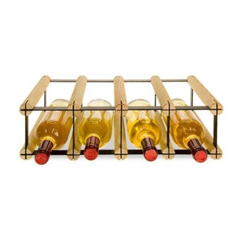 PROREGAL Modulares Weinregal Vinotega Mod Metal HxBxT 12,5 x 42,5 x 24,5 cm 4 x 1 Flaschen Massives Kiefernholz Natur von PROREGAL