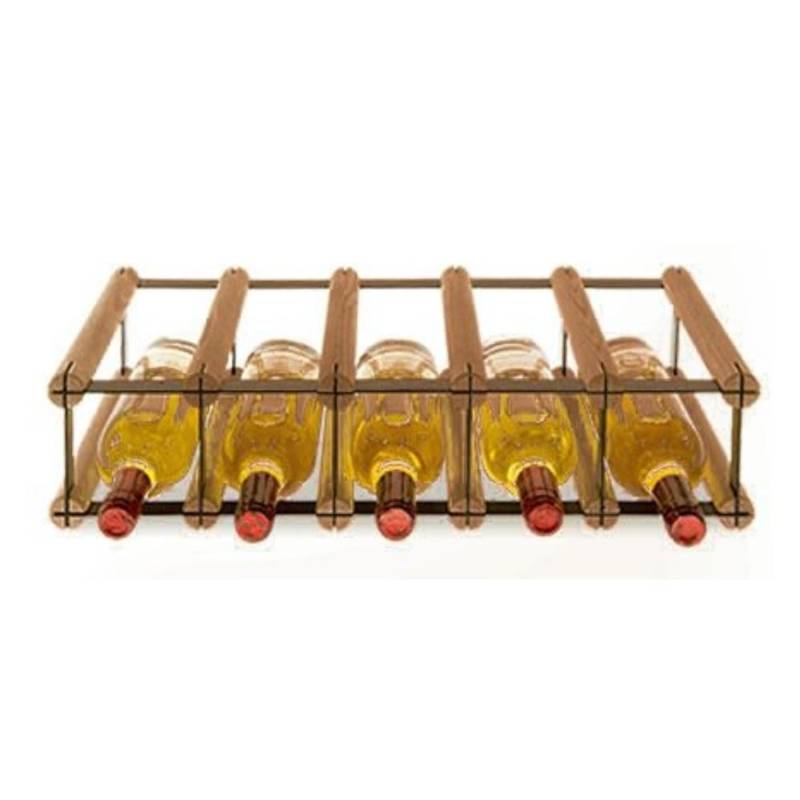 PROREGAL Modulares Weinregal Vinotega Mod Metal HxBxT 12,5 x 52,5 x 24,5 cm 5 x 1 Flaschen Massives Kiefernholz Braun Geölt von PROREGAL