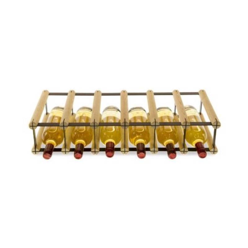 PROREGAL Modulares Weinregal Vinotega Mod Metal HxBxT 12,5 x 62,5 x 24,5 cm 6 x 1 Flaschen Massives Kiefernholz Natur von PROREGAL
