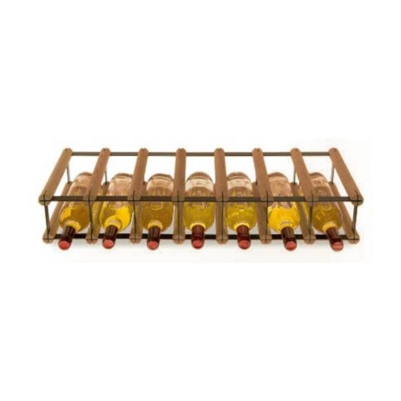 PROREGAL Modulares Weinregal Vinotega Mod Metal HxBxT 12,5 x 72,5 x 24,5 cm 7 x 1 Flaschen Massives Kiefernholz Braun Geölt von PROREGAL