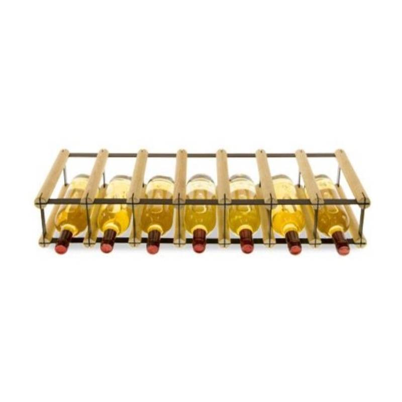 PROREGAL Modulares Weinregal Vinotega Mod Metal HxBxT 12,5 x 72,5 x 24,5 cm 7 x 1 Flaschen Massives Kiefernholz Natur von PROREGAL