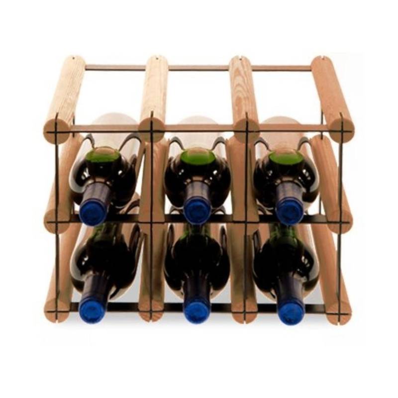 PROREGAL Modulares Weinregal Vinotega Mod Metal HxBxT 22,5 x 32,5 x 24,5 cm 3 x 2 Flaschen Massives Kiefernholz Braun Geölt von PROREGAL