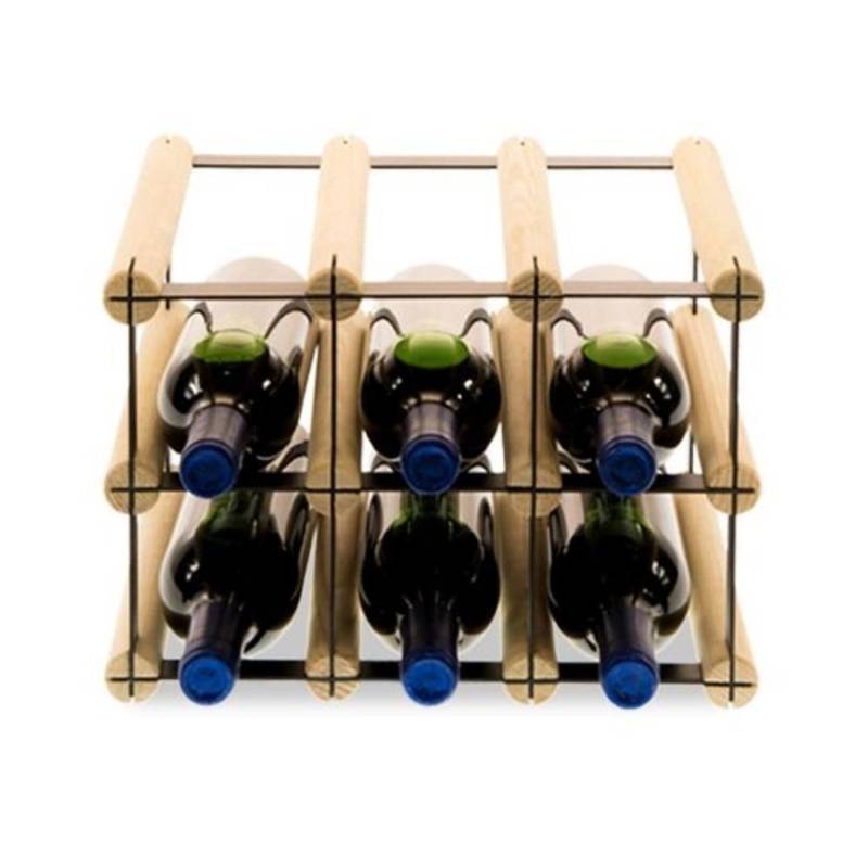 PROREGAL Modulares Weinregal Vinotega Mod Metal HxBxT 22,5 x 32,5 x 24,5 cm 3 x 2 Flaschen Massives Kiefernholz Natur von PROREGAL