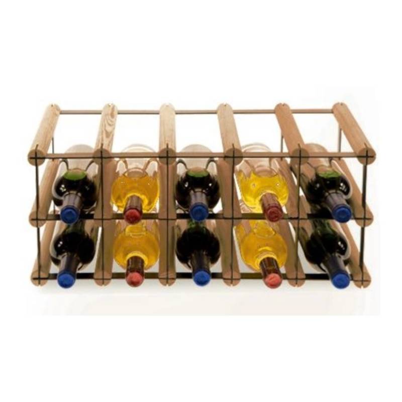PROREGAL Modulares Weinregal Vinotega Mod Metal HxBxT 22,5 x 52,5 x 24,5 cm 5 x 2 Flaschen Massives Kiefernholz Braun Geölt von PROREGAL
