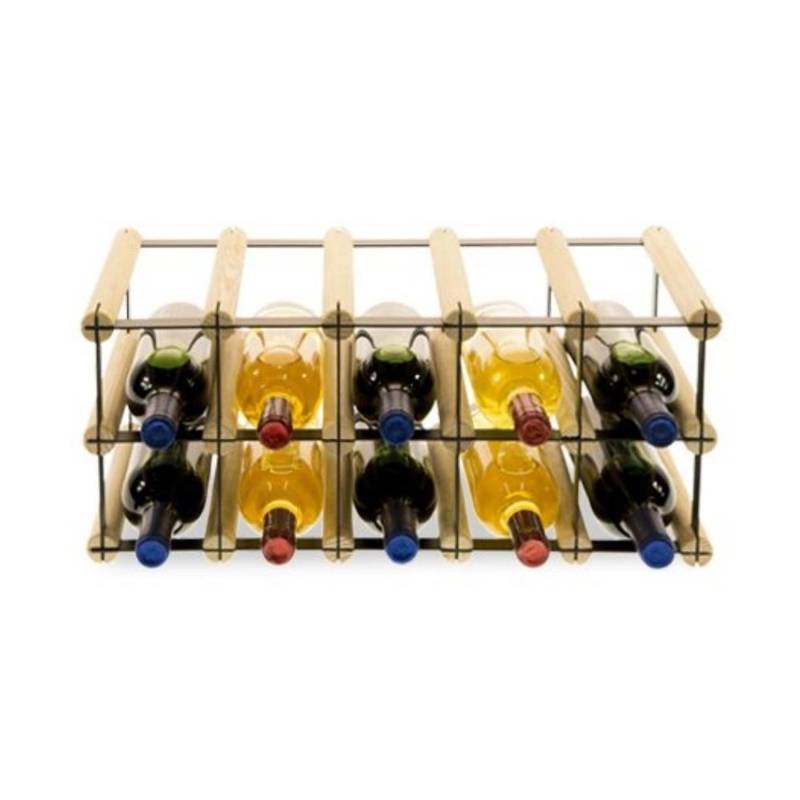PROREGAL Modulares Weinregal Vinotega Mod Metal HxBxT 22,5 x 52,5 x 24,5 cm 5 x 2 Flaschen Massives Kiefernholz Natur von PROREGAL