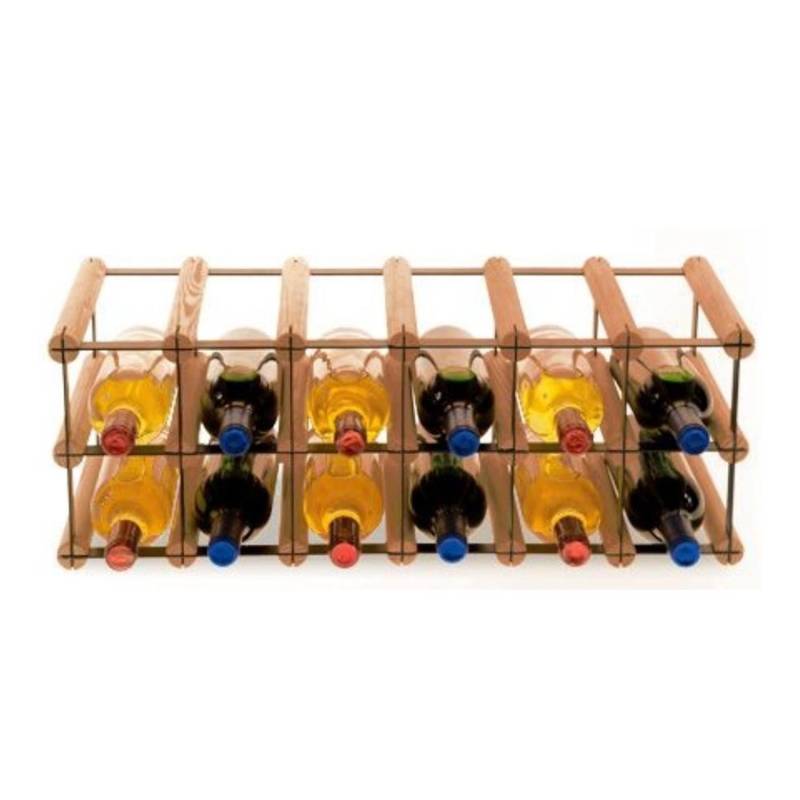 PROREGAL Modulares Weinregal Vinotega Mod Metal HxBxT 22,5 x 62,5 x 24,5 cm 6 x 2 Flaschen Massives Kiefernholz Braun Geölt von PROREGAL