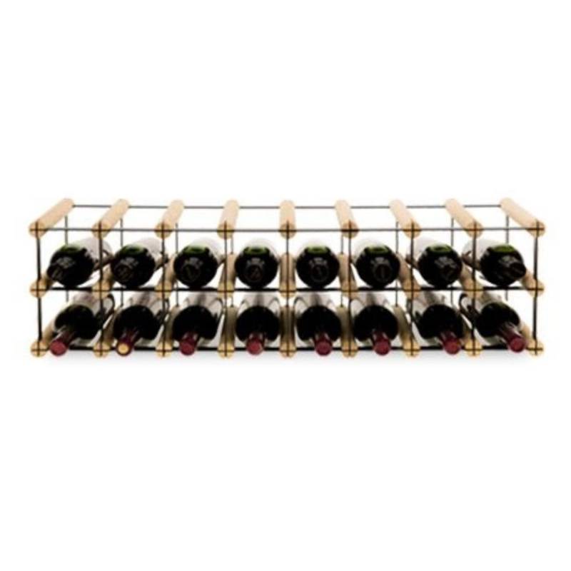 PROREGAL Modulares Weinregal Vinotega Mod Metal HxBxT 22,5 x 82,5 x 24,5 cm 8 x 2 Flaschen Massives Kiefernholz Natur von PROREGAL