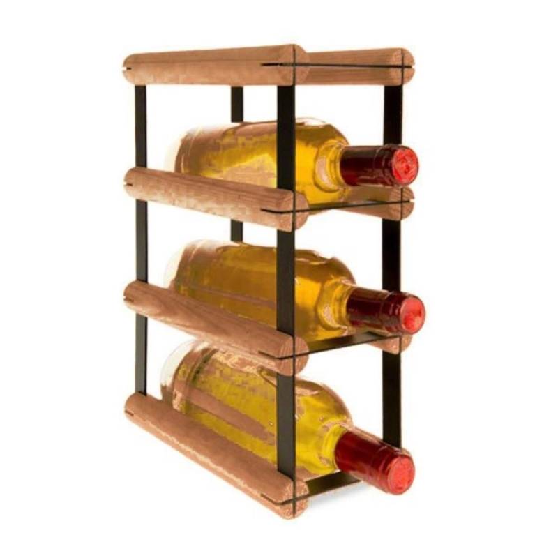 PROREGAL Modulares Weinregal Vinotega Mod Metal HxBxT 32,5 x 12,5 x 24,5 cm 1 x 3 Flaschen Massives Kiefernholz Braun Geölt von PROREGAL