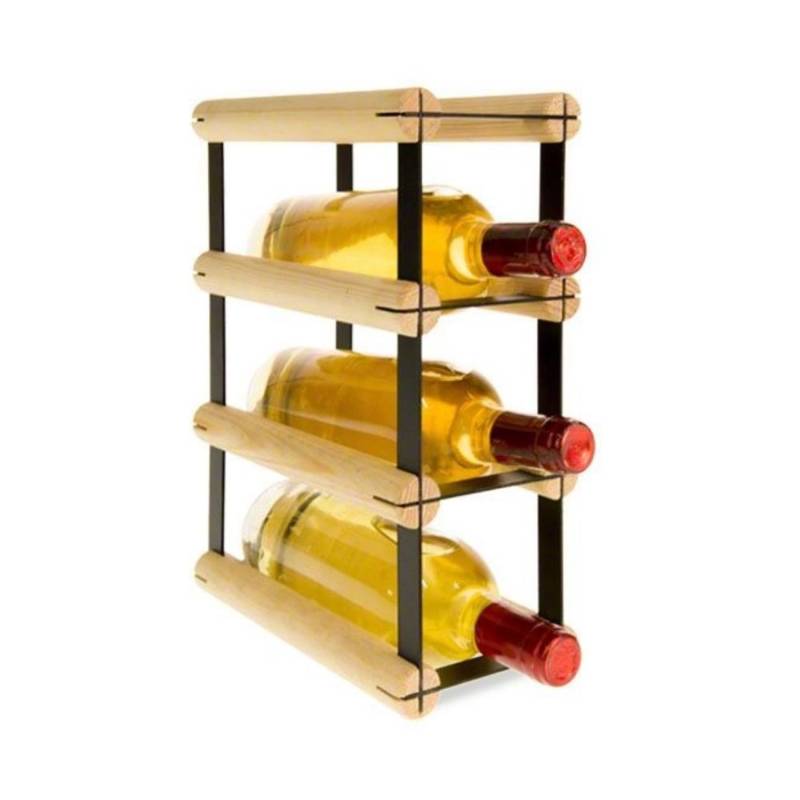 PROREGAL Modulares Weinregal Vinotega Mod Metal HxBxT 32,5 x 12,5 x 24,5 cm 1 x 3 Flaschen Massives Kiefernholz Natur von PROREGAL