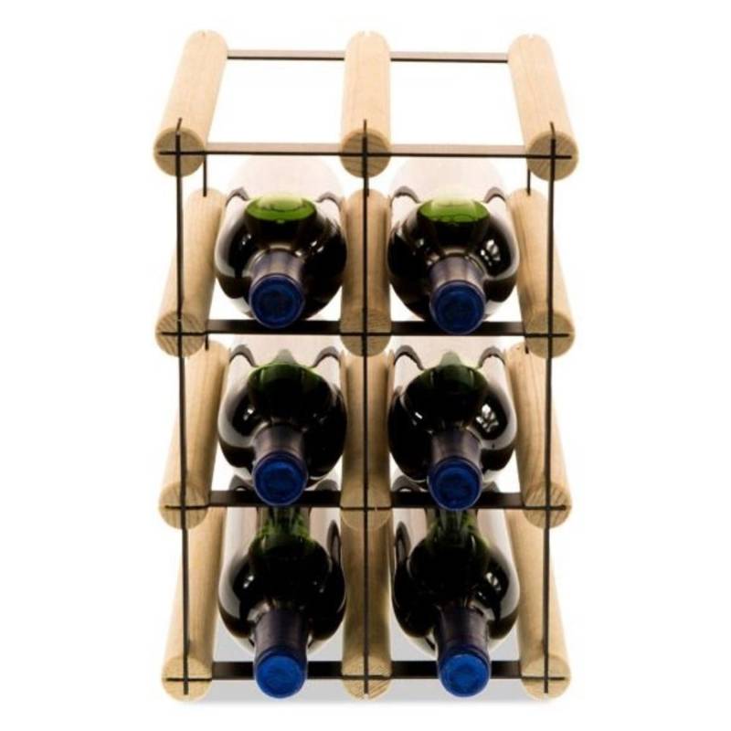 PROREGAL Modulares Weinregal Vinotega Mod Metal HxBxT 32,5 x 22,5 x 24,5 cm 2 x 3 Flaschen Massives Kiefernholz Natur von PROREGAL