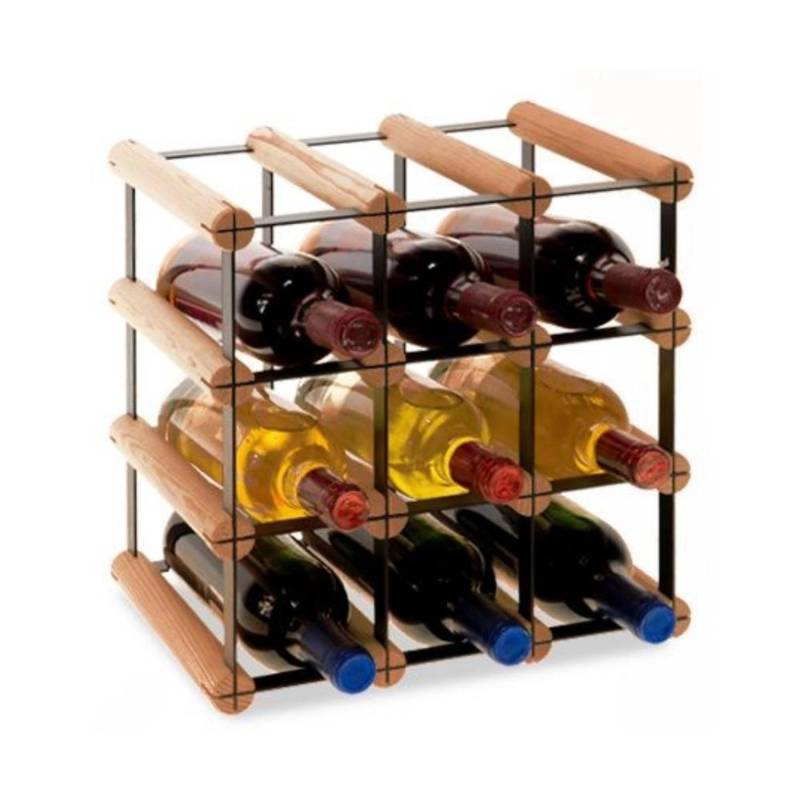 PROREGAL Modulares Weinregal Vinotega Mod Metal HxBxT 32,5 x 32,5 x 24,5 cm 3 x 3 Flaschen Massives Kiefernholz Braun Geölt von PROREGAL