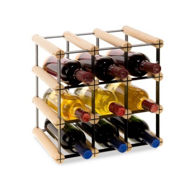 PROREGAL Modulares Weinregal Vinotega Mod Metal HxBxT 32,5 x 32,5 x 24,5 cm 3 x 3 Flaschen Massives Kiefernholz Natur von PROREGAL