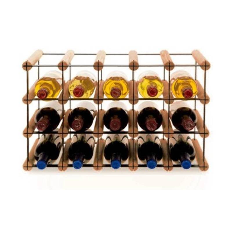 PROREGAL Modulares Weinregal Vinotega Mod Metal HxBxT 32,5 x 52,5 x 24,5 cm 5 x 3 Flaschen Massives Kiefernholz Braun Geölt von PROREGAL