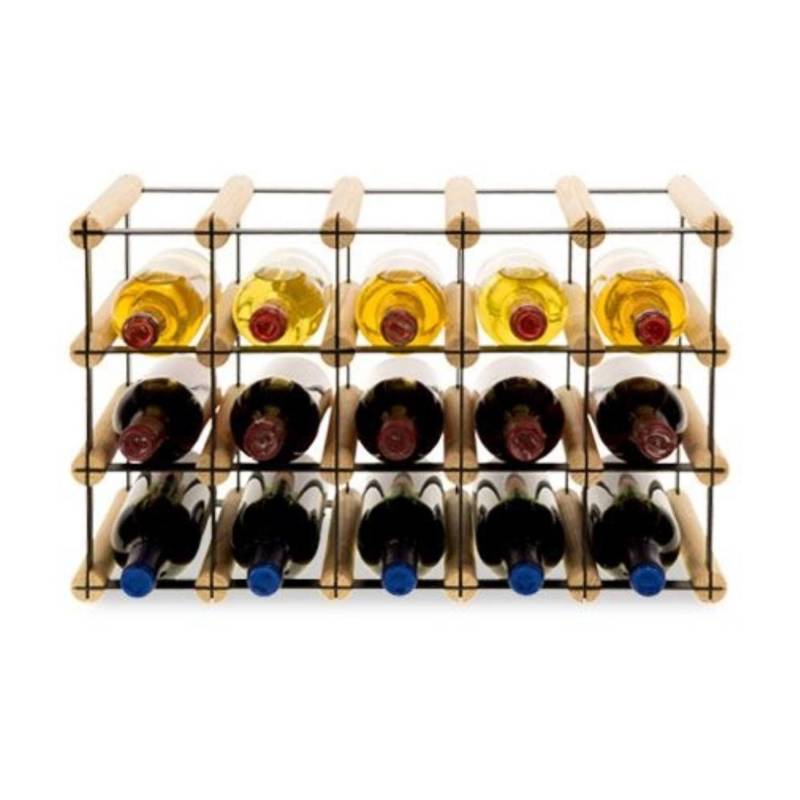 PROREGAL Modulares Weinregal Vinotega Mod Metal HxBxT 32,5 x 52,5 x 24,5 cm 5 x 3 Flaschen Massives Kiefernholz Natur von PROREGAL