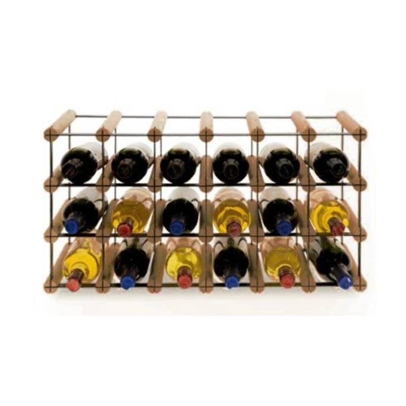 PROREGAL Modulares Weinregal Vinotega Mod Metal HxBxT 32,5 x 62,5 x 24,5 cm 6 x 3 Flaschen Massives Kiefernholz Braun Geölt von PROREGAL