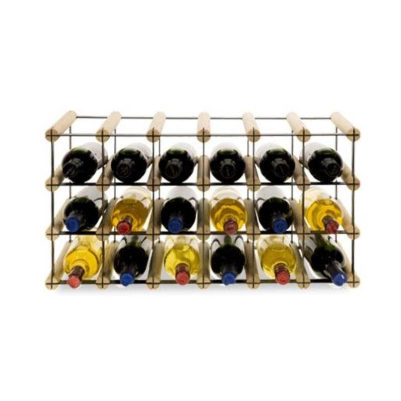 PROREGAL Modulares Weinregal Vinotega Mod Metal HxBxT 32,5 x 62,5 x 24,5 cm 6 x 3 Flaschen Massives Kiefernholz Natur von PROREGAL