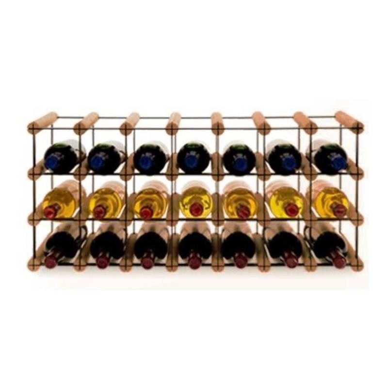 PROREGAL Modulares Weinregal Vinotega Mod Metal HxBxT 32,5 x 72,5 x 24,5 cm 7 x 3 Flaschen Massives Kiefernholz Braun Geölt von PROREGAL
