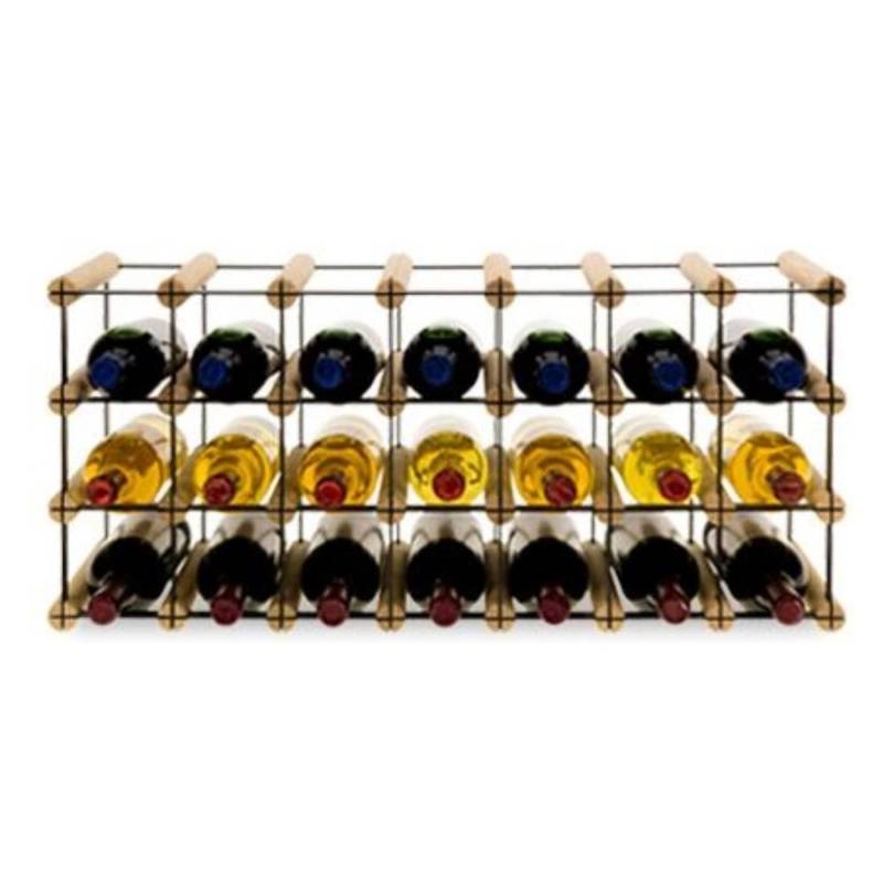 PROREGAL Modulares Weinregal Vinotega Mod Metal HxBxT 32,5 x 72,5 x 24,5 cm 7 x 3 Flaschen Massives Kiefernholz Natur von PROREGAL