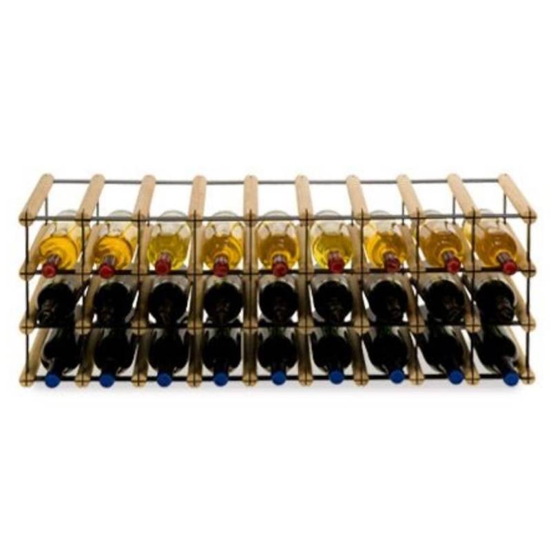 PROREGAL Modulares Weinregal Vinotega Mod Metal HxBxT 32,5 x 92,5 x 24,5 cm 9 x 3 Flaschen Massives Kiefernholz Natur von PROREGAL