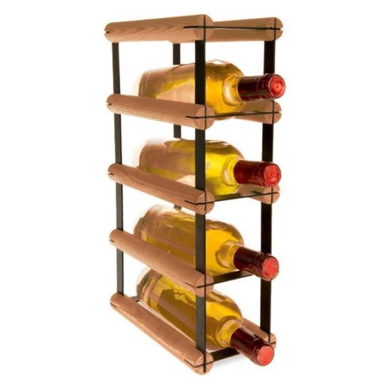 PROREGAL Modulares Weinregal Vinotega Mod Metal HxBxT 42,5 x 12,5 x 24,5 cm 1 x 4 Flaschen Massives Kiefernholz Braun Geölt von PROREGAL