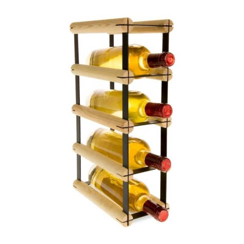 PROREGAL Modulares Weinregal Vinotega Mod Metal HxBxT 42,5 x 12,5 x 24,5 cm 1 x 4 Flaschen Massives Kiefernholz Natur von PROREGAL