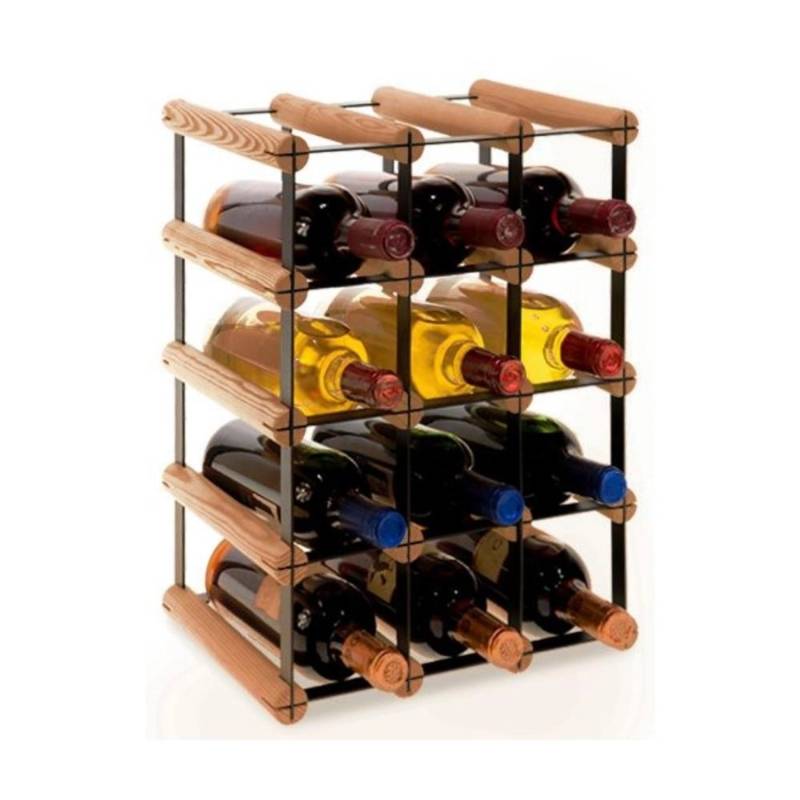 PROREGAL Modulares Weinregal Vinotega Mod Metal HxBxT 42,5 x 32,5 x 24,5 cm 3 x 4 Flaschen Massives Kiefernholz Braun Geölt von PROREGAL