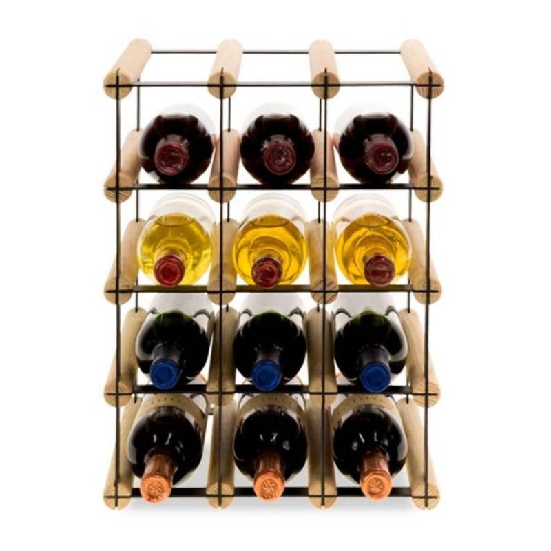 PROREGAL Modulares Weinregal Vinotega Mod Metal HxBxT 42,5 x 32,5 x 24,5 cm 3 x 4 Flaschen Massives Kiefernholz Natur von PROREGAL