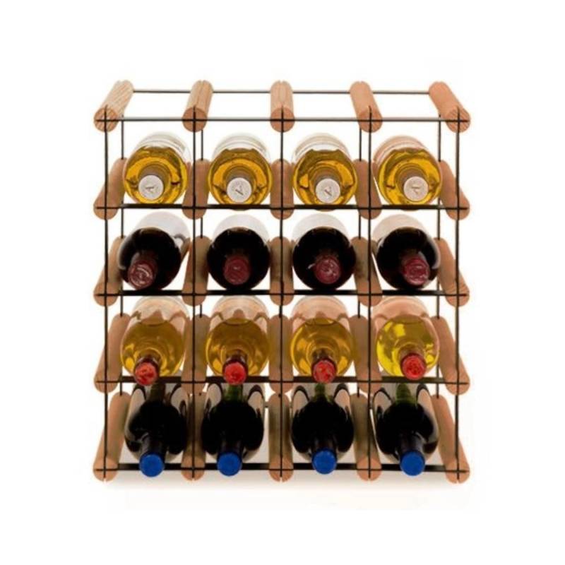 PROREGAL Modulares Weinregal Vinotega Mod Metal HxBxT 42,5 x 42,5 x 24,5 cm 4 x 4 Flaschen Massives Kiefernholz Braun Geölt von PROREGAL