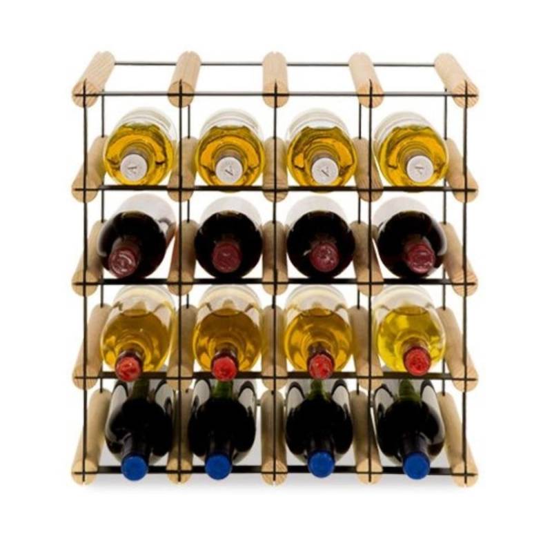 PROREGAL Modulares Weinregal Vinotega Mod Metal HxBxT 42,5 x 42,5 x 24,5 cm 4 x 4 Flaschen Massives Kiefernholz Natur von PROREGAL