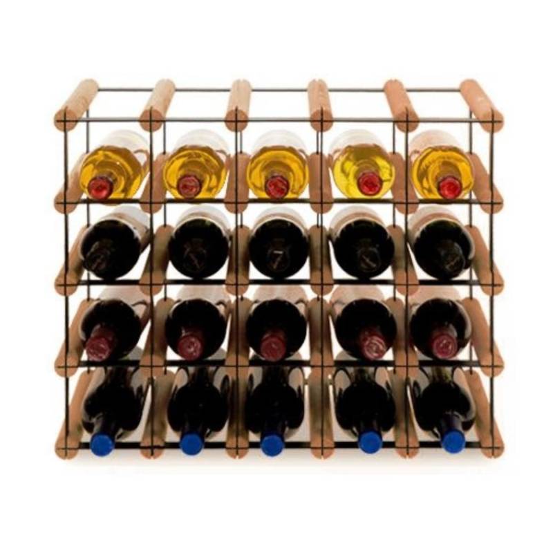 PROREGAL Modulares Weinregal Vinotega Mod Metal HxBxT 42,5 x 52,5 x 24,5 cm 5 x 4 Flaschen Massives Kiefernholz Braun Geölt von PROREGAL