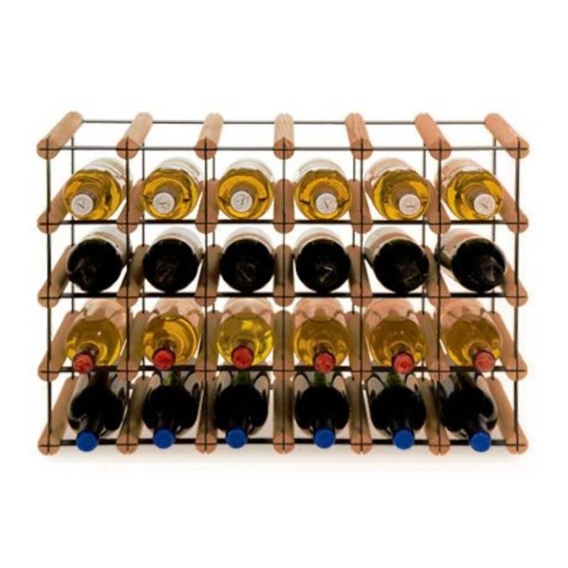PROREGAL Modulares Weinregal Vinotega Mod Metal HxBxT 42,5 x 62,5 x 24,5 cm 6 x 4 Flaschen Massives Kiefernholz Braun Geölt von PROREGAL