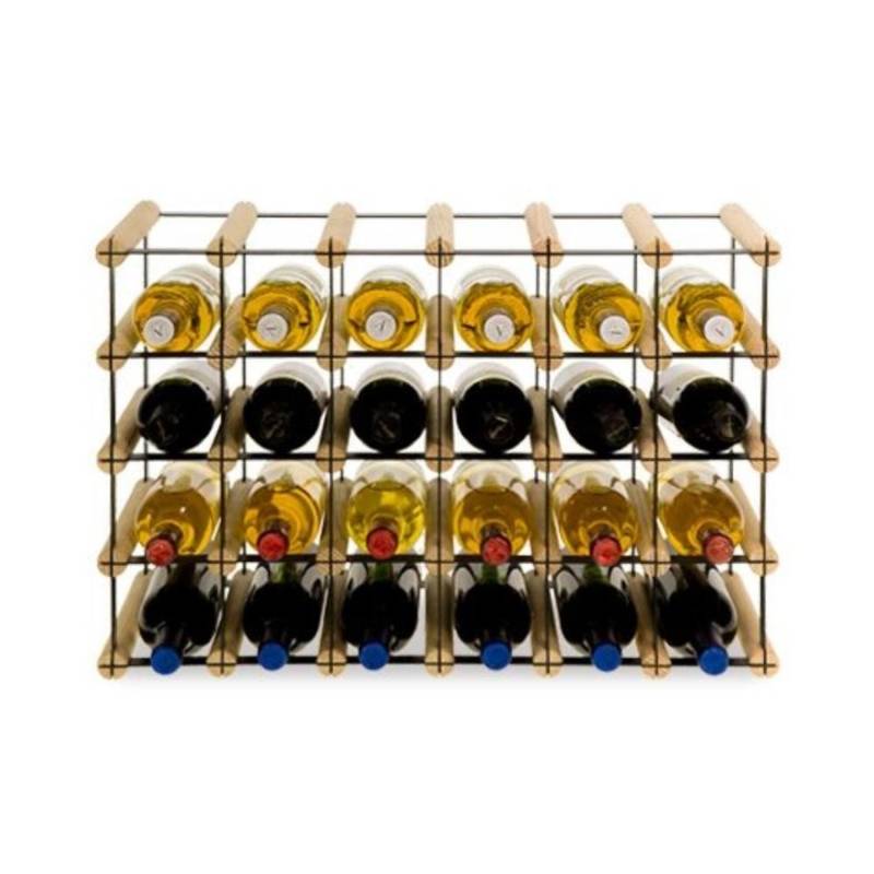 PROREGAL Modulares Weinregal Vinotega Mod Metal HxBxT 42,5 x 62,5 x 24,5 cm 6 x 4 Flaschen Massives Kiefernholz Natur von PROREGAL
